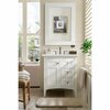 James Martin Vanities Palisades 30in Single Vanity, Bright White w/ 3 CM Arctic Fall Solid Surface Top 527-V30-BW-3AF